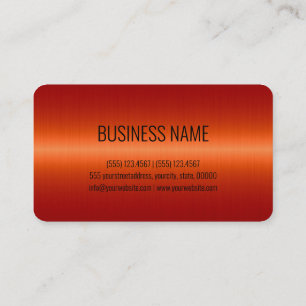 Orange Stainless Steel Metal Look Business Card