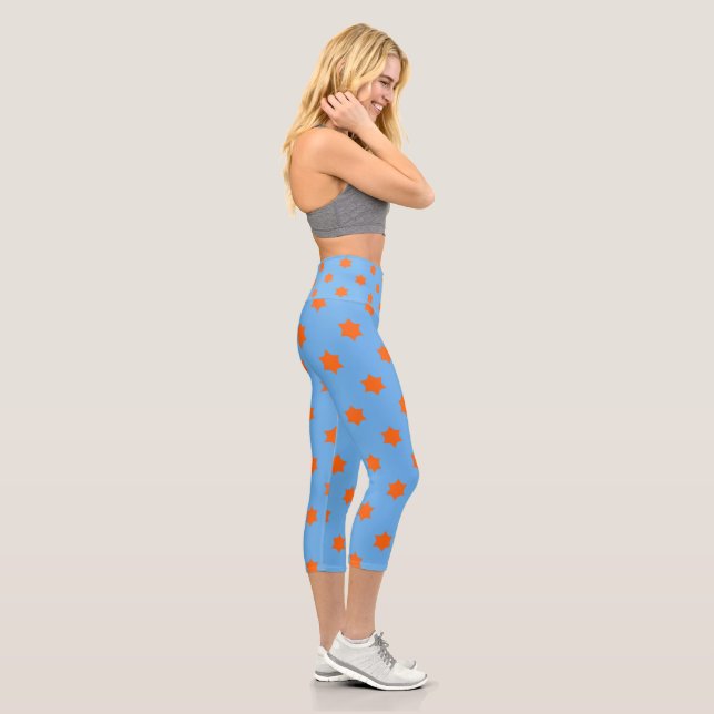 Orange Star Pattern Capri Leggings (Right)