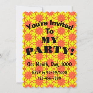 Orange Starburst Flower on Yellow Customisable  Invitation