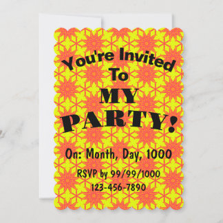 Orange Starburst Flower on Yellow Customisable Invitation