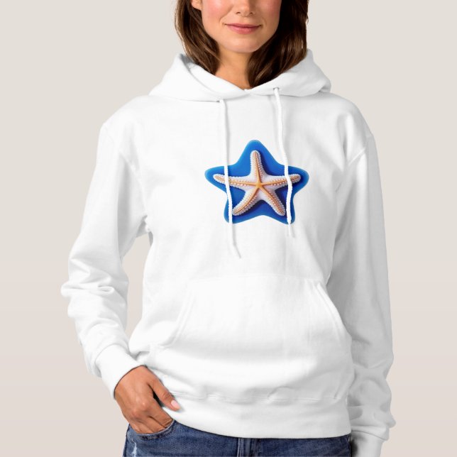 Orange Starfish in Blue Hoodie (Front)