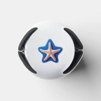 Orange Starfish in Blue Star Silhouette Can Cooler