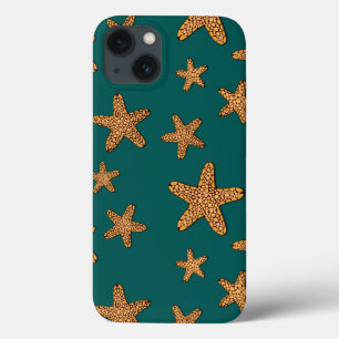 Orange Starfish Pattern iPhone 13 Case