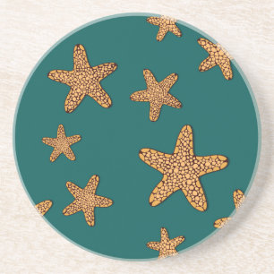 Orange Starfish Pattern Coaster