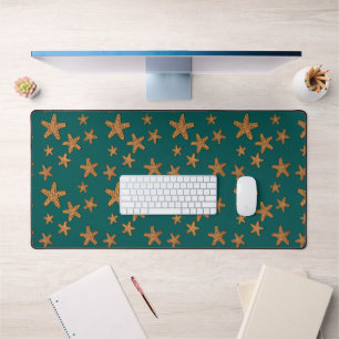 Orange Starfish Pattern Desk Mat