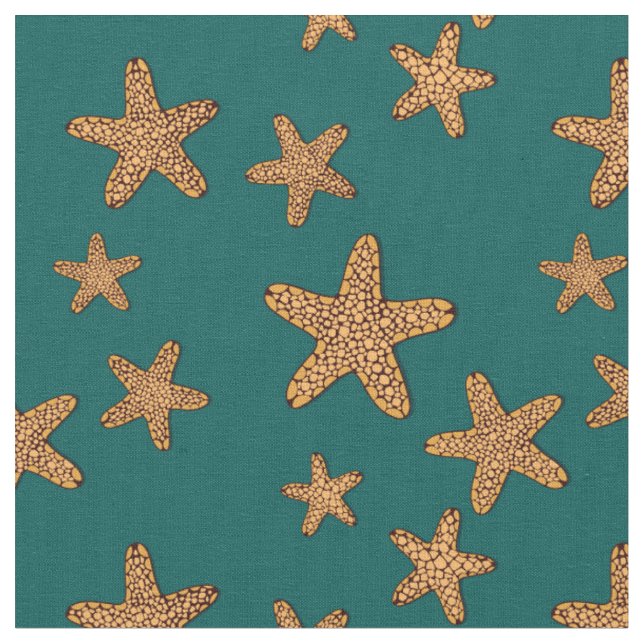 Orange Starfish Pattern Fabric (Close Up)