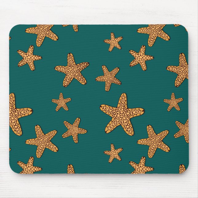 Orange Starfish Pattern Mouse Mat (Front)