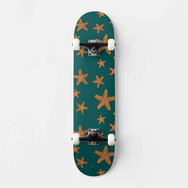 Orange Starfish Pattern Skateboard (Front)