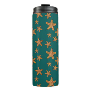 Orange Starfish Pattern Thermal Tumbler