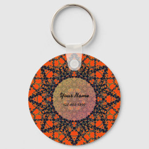 Orange Stars Key Ring