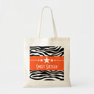 Orange Stars Zebra Print Sweet 16 Bag