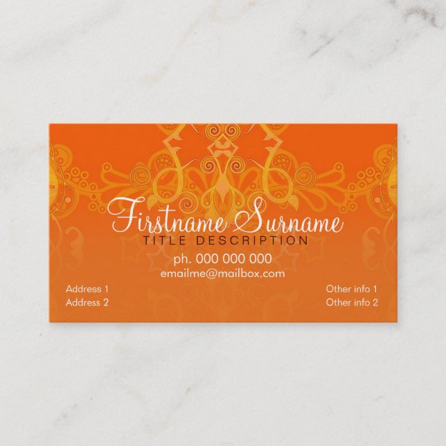 Orange Stazia Business Card (Front)
