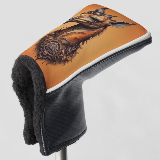 Orange Steampunk Giraffe, Golf Putter Cover (3/4 Front)