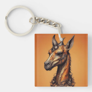 Orange Steampunk Giraffe, Key Ring