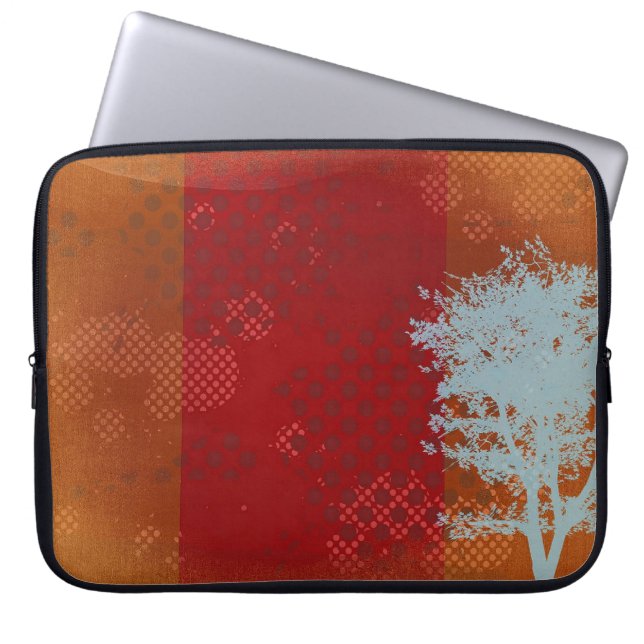 Orange Steampunk with Abstract Tree Laptop Sleeve (Front)