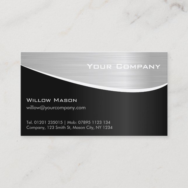 Orange Steel Effect Professional Business Card (Front)