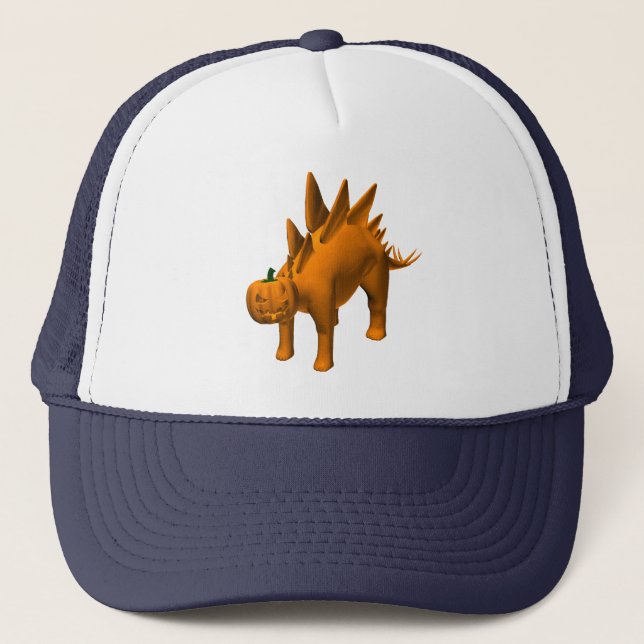 Orange Stegosaurus halloweenis Trucker Hat (Front)