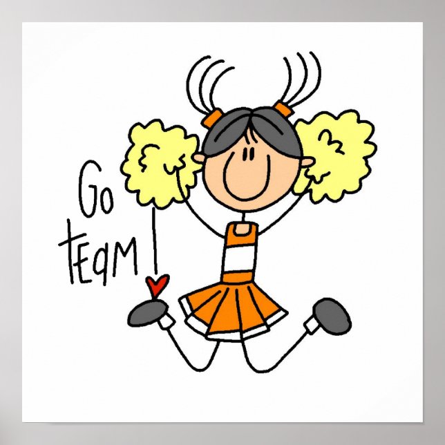 Orange Stick Figure Cheerleader t-shirts and Gifts Poster (Front)
