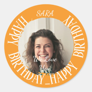 orange Sticker for birthday fully customisable