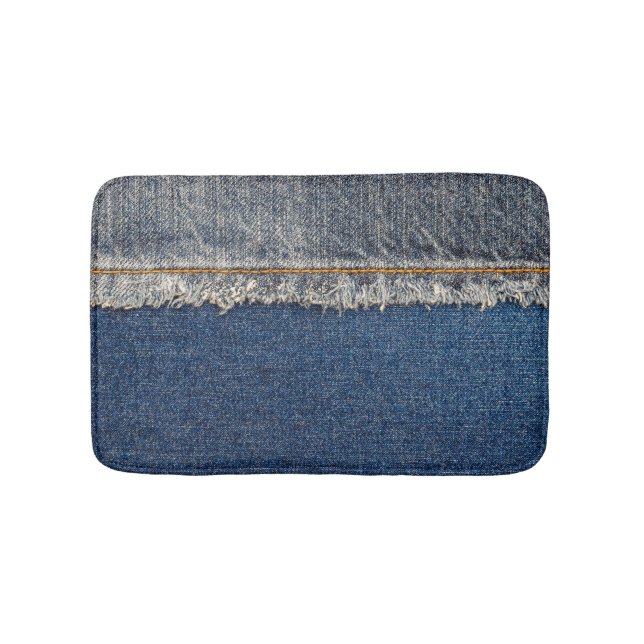 Orange Stitch, Double Denim Patch. Bath Mat (Front)