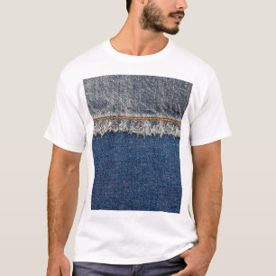 Orange Stitch, Double Denim Patch. T-Shirt