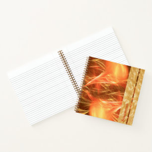 Orange Streaks Champagne Bubbles Custom Name Notebook