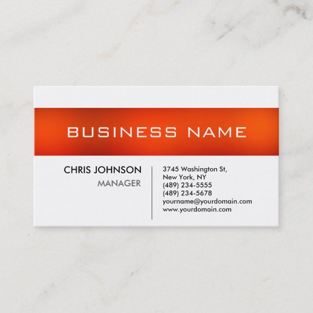 Orange Stripe Black White Charming Business Card (Front)