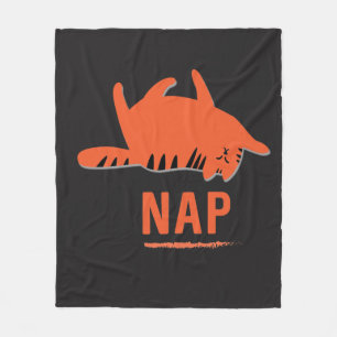 Orange Stripe Cat Nap Fleece Blanket
