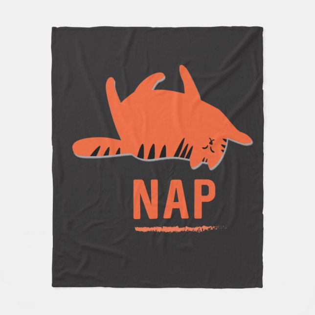 Orange Stripe Cat Nap Fleece Blanket (Front)