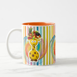 Orange Stripe Giraffe Fruit  Mug