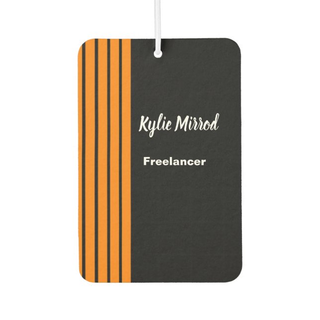Orange stripe lines black car air freshener (Front)