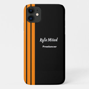 Orange stripe lines black iPhone 11 case