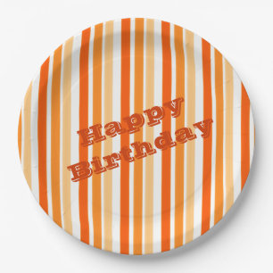 Orange Stripe Paper Guest Plates