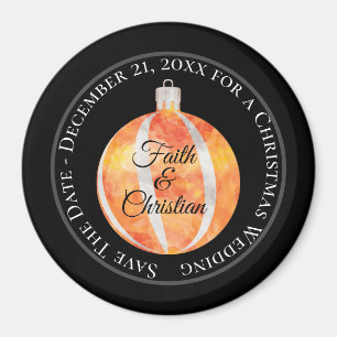 Orange Striped Christmas Ornament/Save the Date Magnet