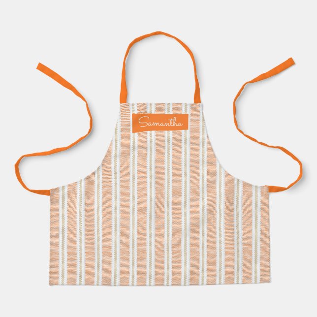 Orange Striped Custom Name Apron (Front)