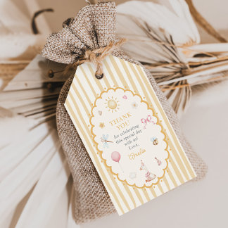 Orange Striped One Silly Goose Birthday Gift Tags