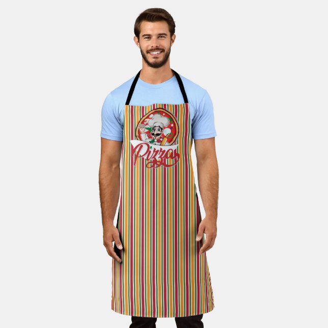 Orange Striped Pizza Apron (Worn)