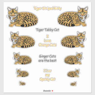 Orange Striped Tabby Cats Lg Sticker Set