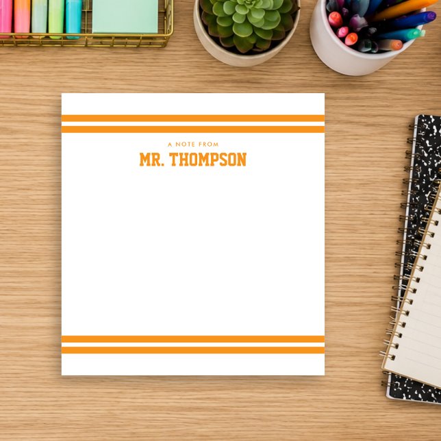 Orange Striped Teacher School Notepad (Creator Uploaded)