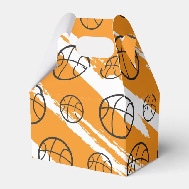 Orange Stripes Basketball Birthday Party  Favour Box (Front Side)