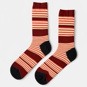 Orange Stripes Dk Red  Socks