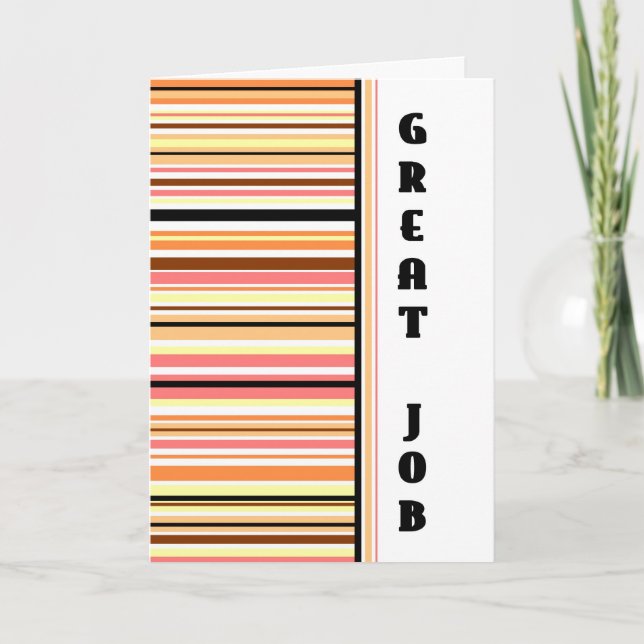 Orange Stripes Employee Anniversary Card (Front)