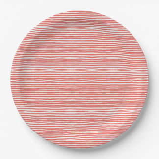 Orange stripes, lines  paper plate