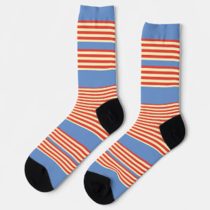 Orange Stripes Lt Blue  Socks