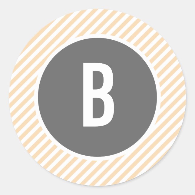 Orange Stripes Monogram Stickers (Front)