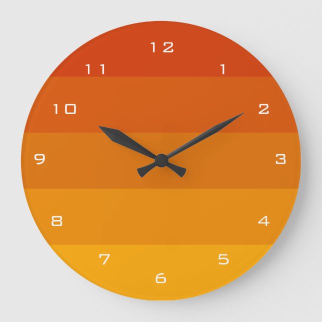 Orange stripes palette large clock (Front)