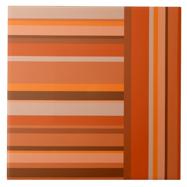 Orange Stripes Pattern Abstract Asymmetric Tile (Front)