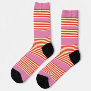 Orange Stripes Pink Socks