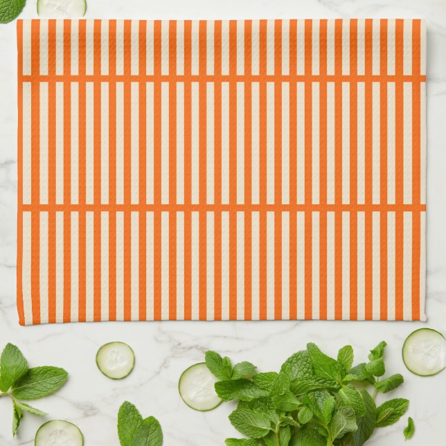 Orange Stripes Tea Towel (Folded)
