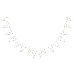 Orange stylised flower-like design on a dark backg bunting